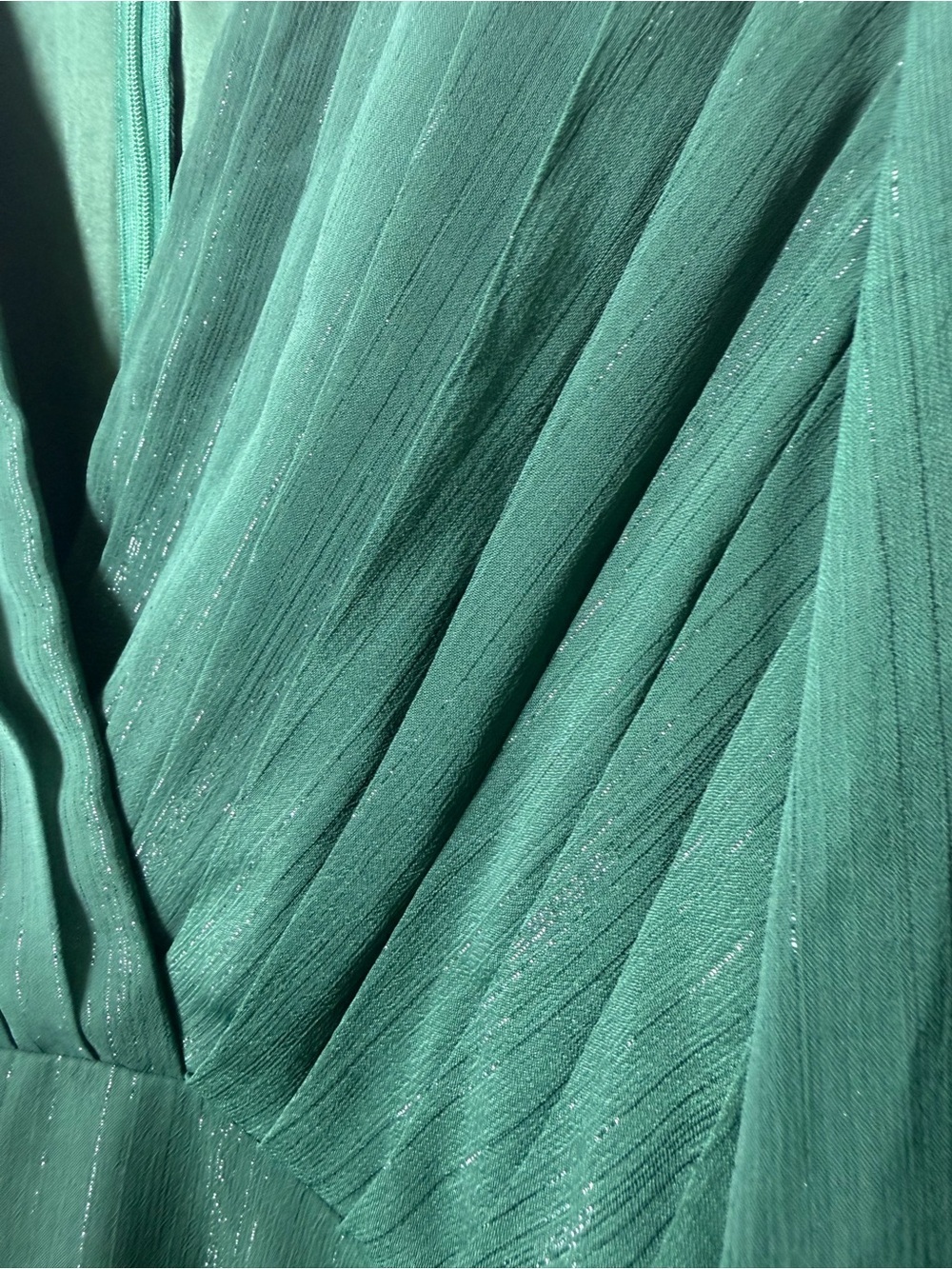 Showpo Green Sparkly High-Low Pleated Maxi Dress Wedding Guest Formal Size 6 - Picture 5 of 16
